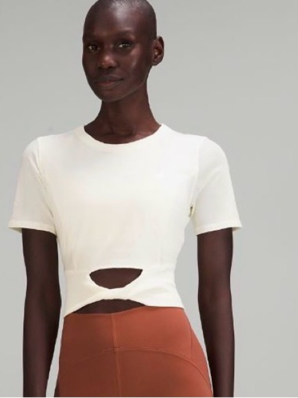 lululemon athletica Cropped Ribbed- band Tee in lemon sorbet